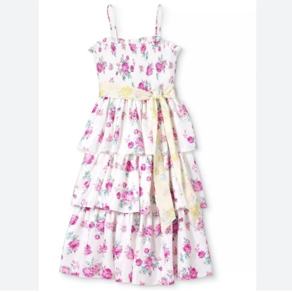 LoveShackFancy x Target Elise Smocked Tiered Dress Floral Midi Smocked Size XS - Picture 2 of 16